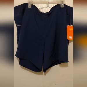 Plus size women's running short with bike shorts underneath navy blue new